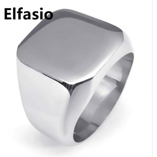Mens Womens High Polished Plain 316L Stainless Steel Signet Ring Jewelry Size 6-13