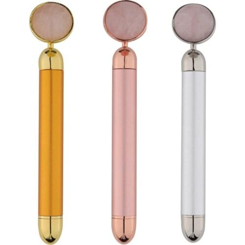Natural Powder Crystal Jade Gold Stick Electric Jade Massage Stick V Face Lifting Beauty Stick Cream Import Beauty Instrumen