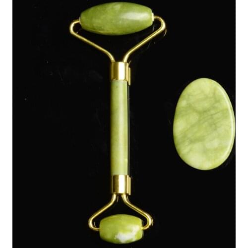 Natural Jade Face Care Eye Neck Arm Meridian Back Skin Care Physiotherapy Scraping Board Beauty Salon Double Roller Massage Tool