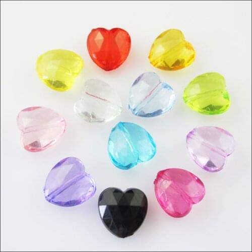 New 40Pcs Mixed Plastic Acrylic Clear Lovely Heart Spacer Beads Charms 15mm