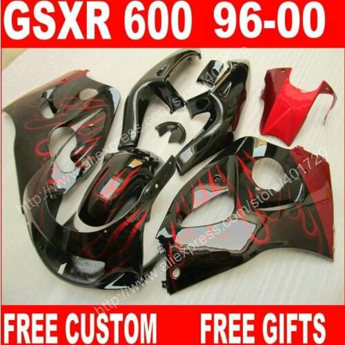 Fairings for SUZUKI 1996 1997 1998 1999 2000 SRAD GSXR600 GSXR750 hot sale 96-99 GSXR 600 750 black red flames fairing kit GN84