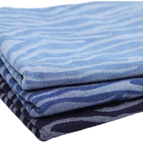 Striped jacquard jeans high - grade thickened washed garment fabric
