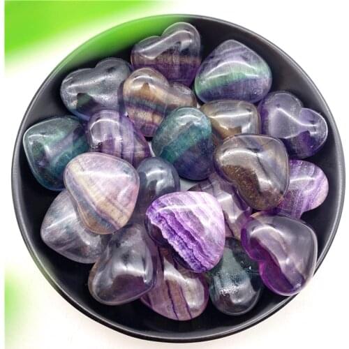 1pc Natural Colorful Fluorite Heart Shaped Quartz Crystal Healing Stones Decoration Natural Stones and Crystals
