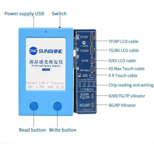 T-003 LCD Screen Photosensitive Restoration Instrument EEPROM Programmer for iPhone XR/XS/XS MAX/7G/7P/8G/8PLUS Photoreceptor