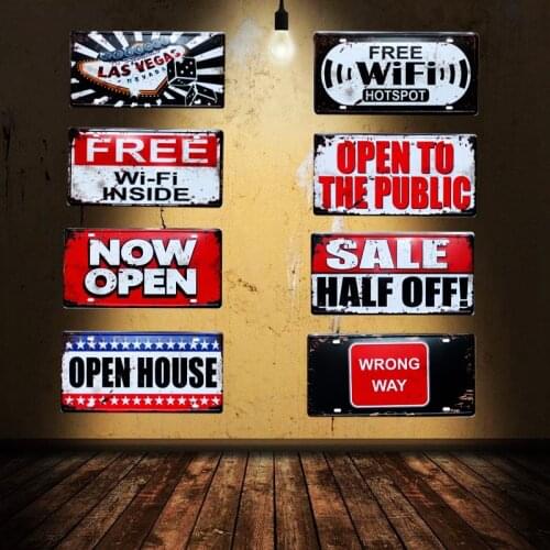 Sale Half Off Now Open license plate Metal Painting Retro Signs Vintage Wall Bar Ktv Coffee Home Art Decor 30X15CM B-471B