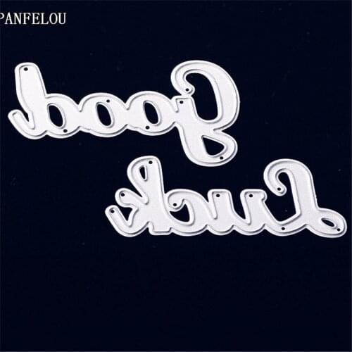 PANFELOU Metal craft good luck words paper die cutting dies for Scrapbooking/DIY Easter wedding Halloween cards