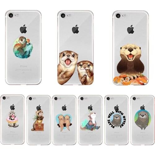 Cute cartoon otter Phone Case For iPhone X XS MAX 6 6s 7 7plus 8 8Plus 5 5S SE 2020 XR 11 11pro max Clear funda Cover