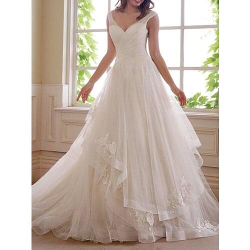 A-Line Wedding Dress Sleeveless Double Shoulder Lace Lace Simple And Generous Self-Cultivation Bride Wedding Dress Can Be uCstom