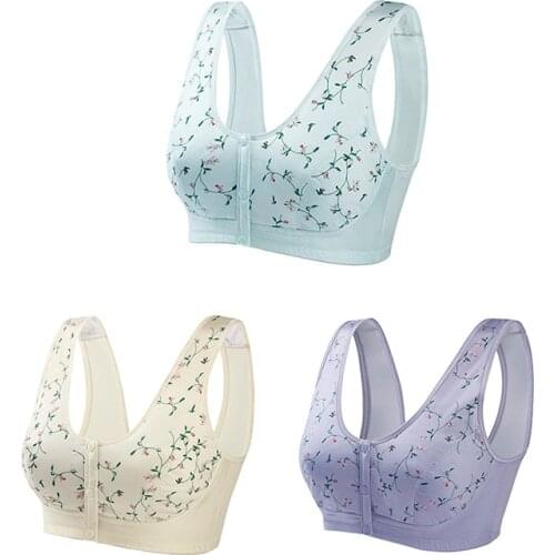 Convenient Front Button Bra Breathable Seamless Light Support Bralette Printed Crop Tank Tops for Women TT@88