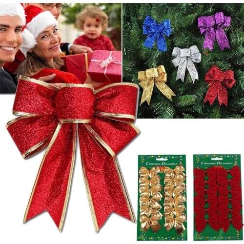 2Styles Gold Bowknots Christmas Ornaments Tree Decoration Party Bowknots Baubles New Year Noel Christmas Decoration for Home