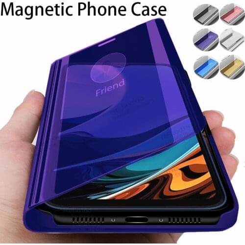 For Redmi 9T Case Smart Mirror Flip Magnetic Case For Xiaomi Redmi 9T Xiomi Redme redmi9t 9 T Phone Cover Stand Coque