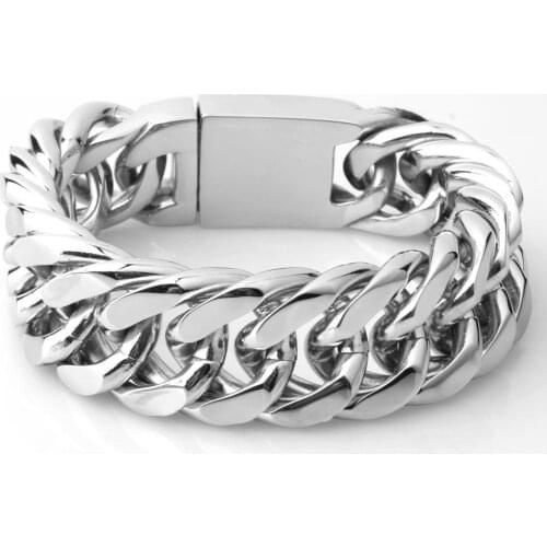 Gothic Retro Style Mens Bracelets Stainless Steel Link Curb Chain Bracelet For Men Punk Fashion Jewelry