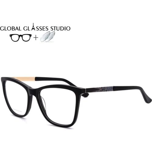 High Quality Fashion Acetate Mens Black Prescription Glasses VS4146-C5