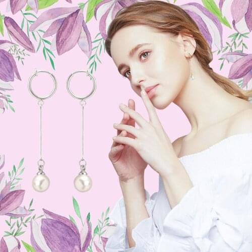 YFN Retractable Earrings Drop Earrings Pearl Alloy Simple Trendy Gift Long Style Womens Jewelry Earring For Trendy Jewelry Gift