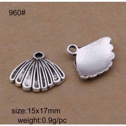 100pcs/lot 15x17mm Antique Silver Alloy Shell Charms Fit For Jewelry Making