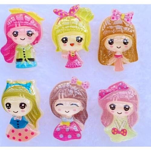 12Pcs Resin Lovely Mixed Cute little girl Flatback Cabochon Scrapbook Kawaii DIY Embellishments Accessories E20