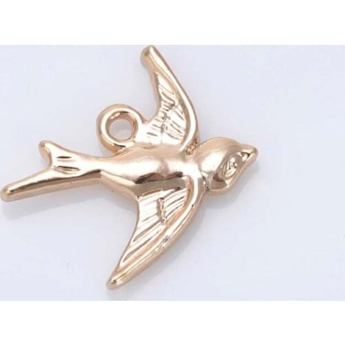 20PCS 16.5x17MM 24K Champagne Gold Color Plated Brass Swallow Charms Pendants High Quality Diy Jewelry Accessories