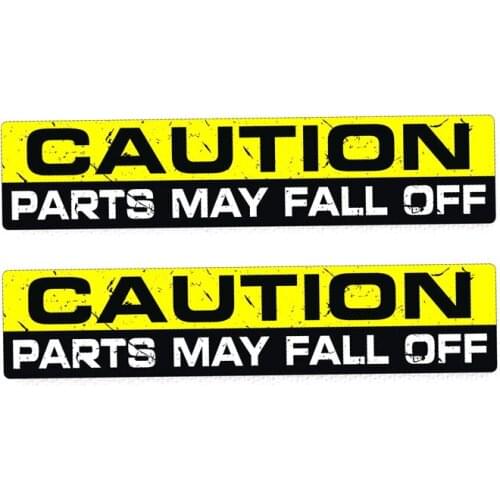 2pcs WARNING CAUTION PARTS FALL OFF Personality Funny PVC Decal Car Sticker 15CM*3CM