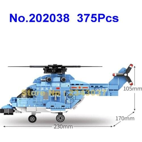 202038 375pcs Military Ww2 Utility Helicopters Fighter Army Plane Airplane 2 Building Blocks Toy