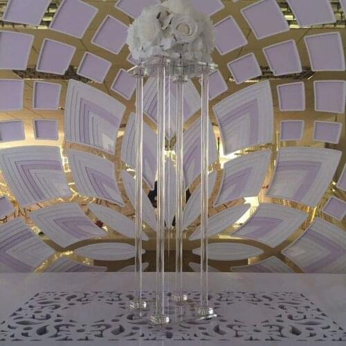 2021 Clear Crystal Acrylic Plastic Flower Aisle Walkway Stands Set for Wedding Decoration