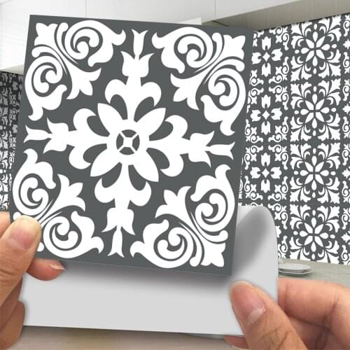 24Pcs Waterproof PVC Retro Pattern Tile-like Floor Tile Stickers Kitchen Wall Oilproof Sticker Home Decoration Living Room Decor