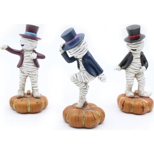3 Pcs/Set Mini Resin Mummy Halloween Ornament Living Room Desktop Decoration Halloween Party Events Kids Gifts Accessories