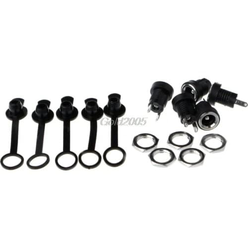 5 Pcs DC-022B Power Supply Jack Socket Female Panel Mount Connector 5.5 x 2.1mm w/Cap G07 Whosale&DropShip