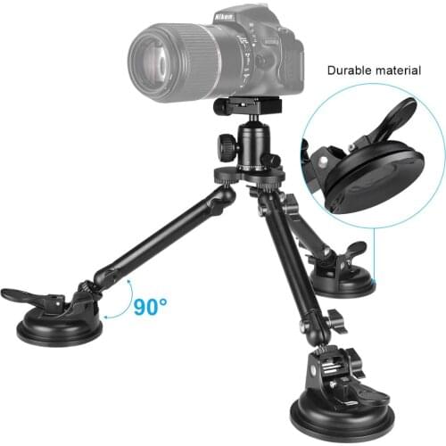 Triple Vacuum Suction Cup Heavy Duty Camera Holder Mount for Canon 5D Mark IV 1Ds Mark II Nikon D810 D700 D5 DSLR Camera Filming