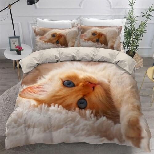 Pets Duvet Cover Set Bedding Sets Quilt Covers Sets Comforter Case King Queen Double Single Size 3D Cat Bed Linen