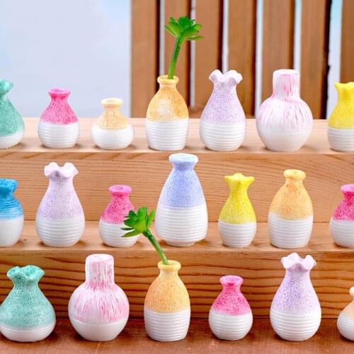 HOT SALE! Miniature Flower Vase Micro Landscape Resin Ornament Fairy Garden DIY Decor