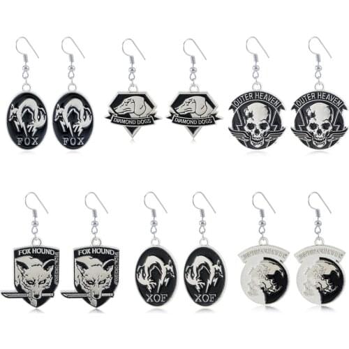 Game Metal Gear Solid Earrings Fox Hound Outer Heaven Long Earrings Drop Earrings Skull Animal Dangle Earring For Women Girls