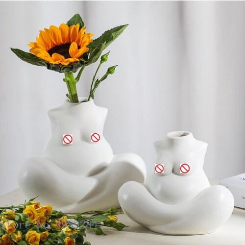 Creative Ceramic Vase Body Art Vase Naked Women Broken Arm Flower Arrangement Ceramic Handicraft Ornaments Home Decoration