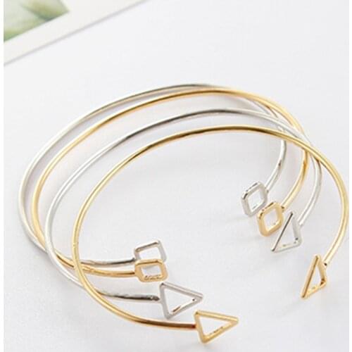 Minimalist air hollow triangular geometric shape open bracelet bracelet women simple temperament personality Japan and South Kor
