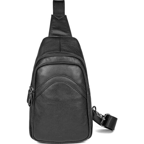 BOLEKE New Crazy Horse Leather Mens Sling Shoulder Bag Men Chest Pack Retro Sling Bags Zipper Shoulder Bag