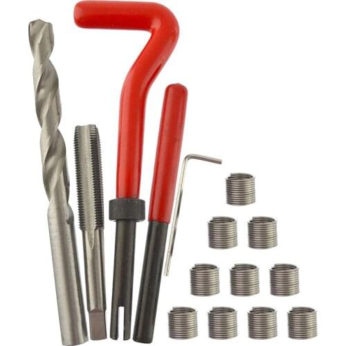 15Pcs Metric Thread Repair Insert Kit M3 M4 M7 M9 M11 Helicoil Car Pro Coil Tool M3*0.5 M4*0.7 M7*1 M9*1.25 M11*1.5