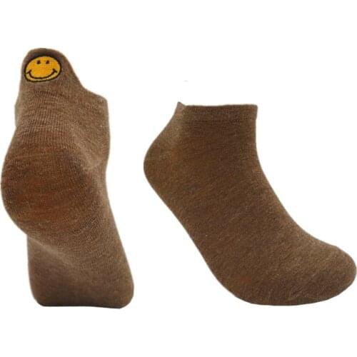 Kingano Women Cotton Socks Female Casual Boat 3D Cartoon Harajuku Smile Face Cute Invisiable Funny Girl Ankle Socks Winter Gift