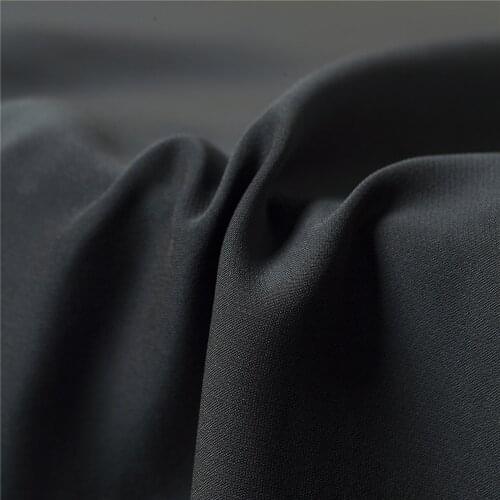 Solid navy-black color silk Jianhong crepe fabric blends cotton,36 momme,soft and good drape,sewing for dress,craft by the yard