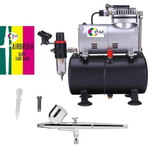 OPHIR 110V,220V Dual Action Airbrush Kit wirh Air Tank Compressor for Tanning Model Hobby Nail Art Airbrush Sets _AC090+AC004A