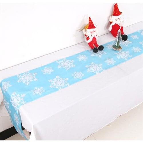 Christmas Decoration Red Blue Snowflake Printing Table Runner Christmas Party Table Decoration Hotel Table Runner Home Decor