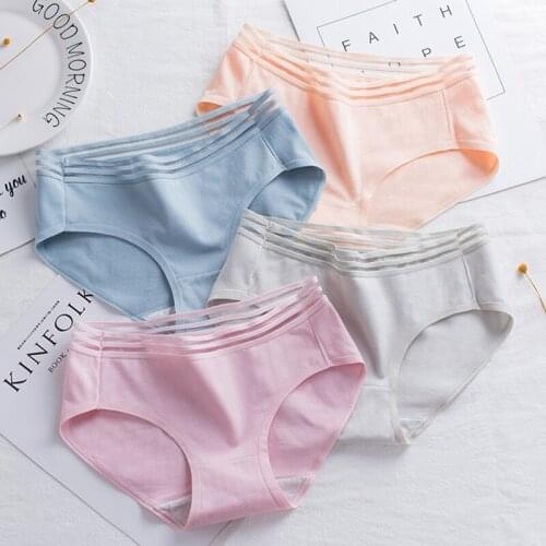 Sexy Womens Underwear Cotton Panties Mid Waist Seamless Briefs Soft Lingerie For Female Hollow Out Underpants Girls Bow Panties