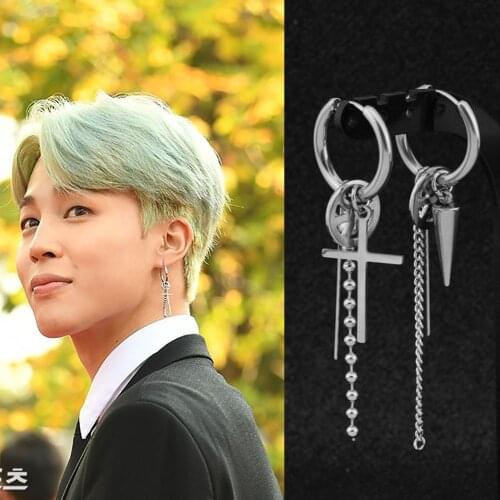 Punk Earring Mens Single Spike Stainless Steel Cross Stud Earring Guys Jewelry Rock Hip Hop Grunge Punk Dagger Ear Clip Unisex