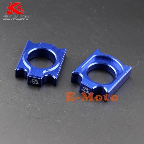 Blue CNC Rear Axle Blocks Chain Adjuster For YZ250F/YZ450F 2009 2010-2016 E-Moto