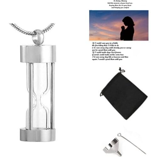 Eternal Hourglass Glass Pendant Cremation Jewelry Urn Necklace Memorial-Ashes Holder Keepsake