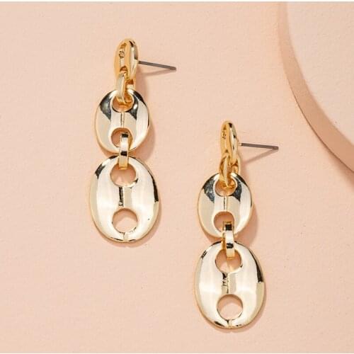 TARCLIY New Trendy Geometric Tassel Pig Nose Chain Drop Earring Simple Hollow Metal Classic Dangle Earring Women Party Jewelry