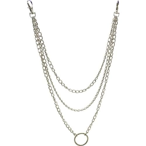 Three Strands Wallet Chain Silver 3 Layer Rock Punk Hook Biker Keychains Trousers Pant Waist Link Belt Key Chain Men Jewelry