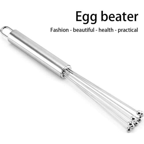 Stainless Steel Whisk Mixing Flash with Beads Eggs Stirrer Milks Frother Beater Mixer Kitchen Tool for Mixing Beating JS22
