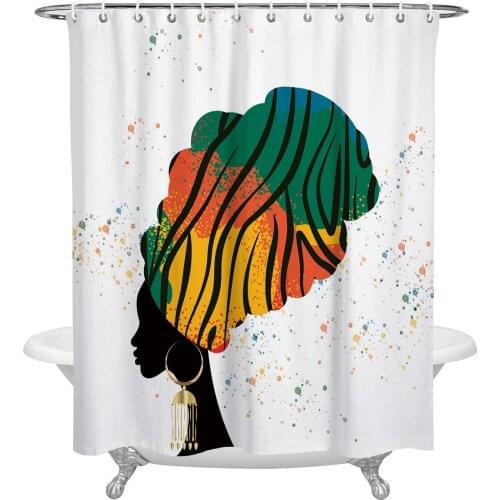 Waterproof Shower Curtains African Women Colored Dots Shower Curtain Frabic Polyester Bathroom decor Curtain