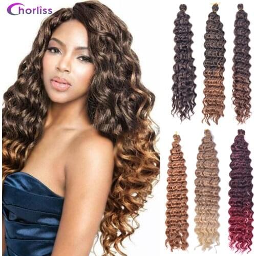 Chorliss 22 Inch Deep Wave Twist Crochet Hair Natural Synthetic Braid Hair Ombre Braiding Hair Extensions Low Tempreture Hair