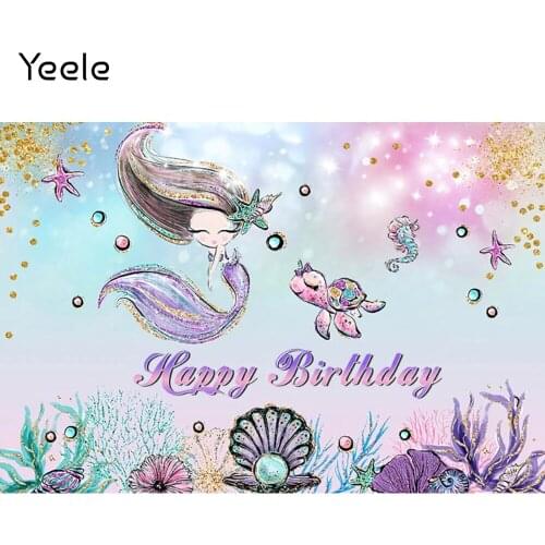 Yeele Mermaid Birthday Backdrop Photocall Baby Shower Tortoise Party Decor Background Photography For Photo Studio Photographic