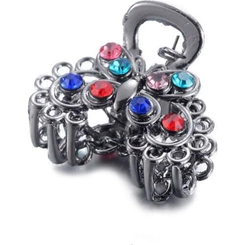 Charms Rhinestone Butterfly Hair Claws Gun Black Hair Crab Ornaments Crystal Flowers Vintage Hair Clip Wedding Hair Jewelry Gift